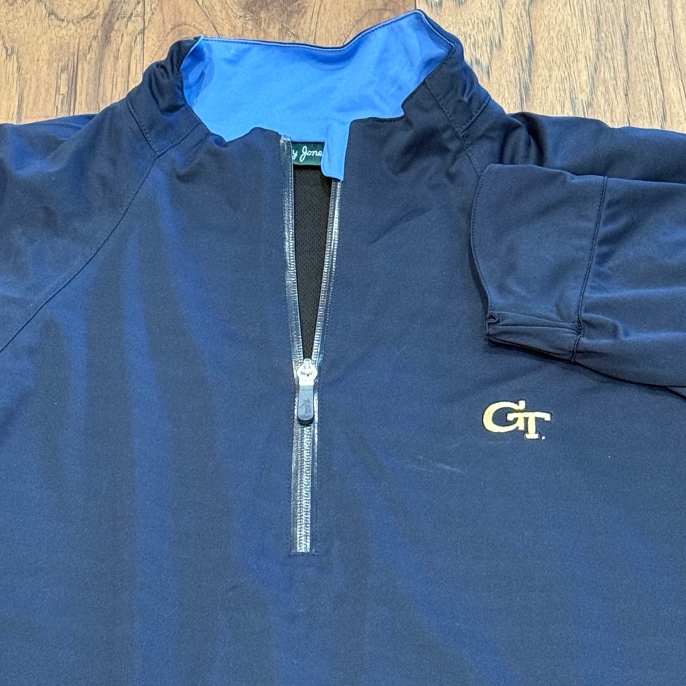 Bobby Jones Georgia Tech GT Yellow Jackets Quarter Zip Windbreaker‎ Navy Mens XL